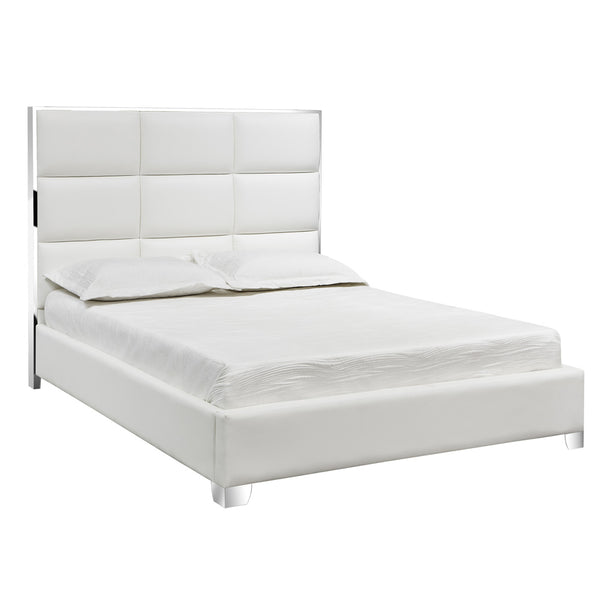 Blair White Leatherette Bed (King size) - Furniture Depot