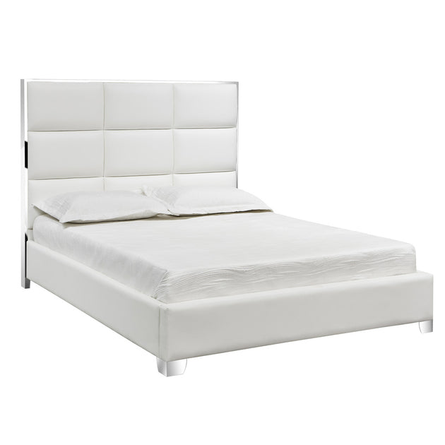 Blair White Leatherette Bed (King size) - Furniture Depot