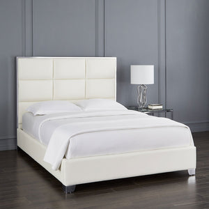 Blair White Leatherette Bed (King size) - Furniture Depot