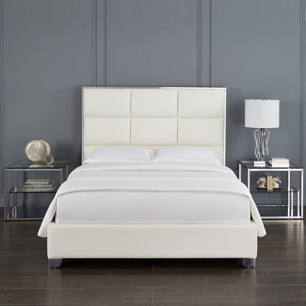 Blair White Leatherette Bed (King size) - Furniture Depot