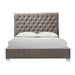 Kroma Grey Velvet King Bed - Furniture Depot