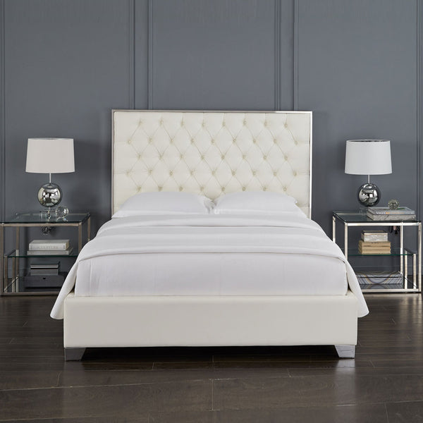 Kroma Platform Bed - White Leatherette - Furniture Depot