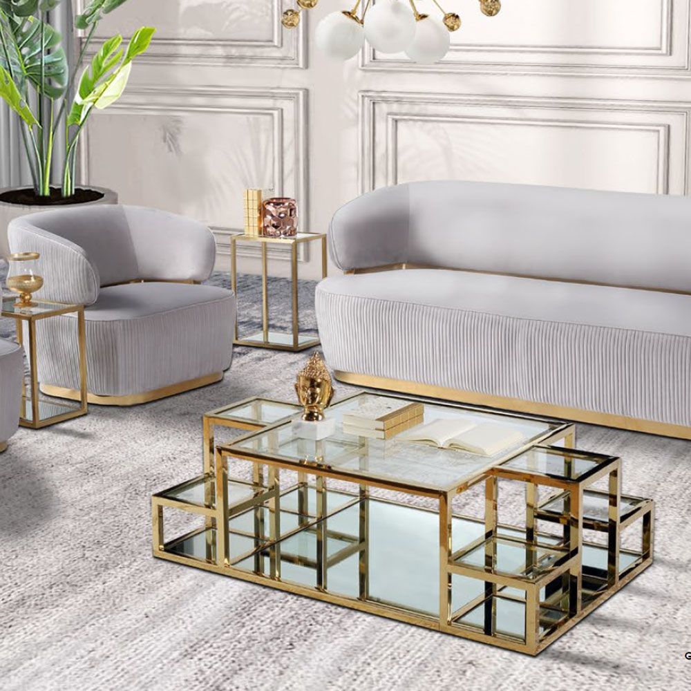 ELMORE COFFEE TABLE - GOLD - Furniture Depot
