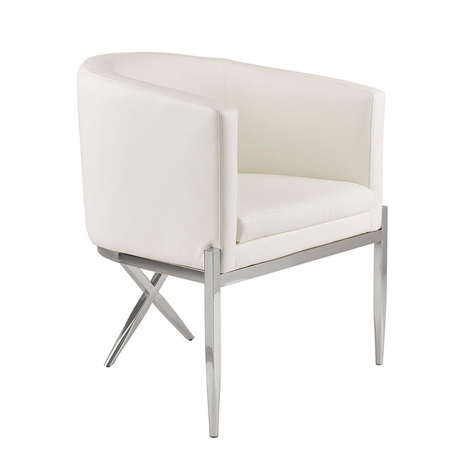 Anton Accent Chair: White Leatherette - Furniture Depot