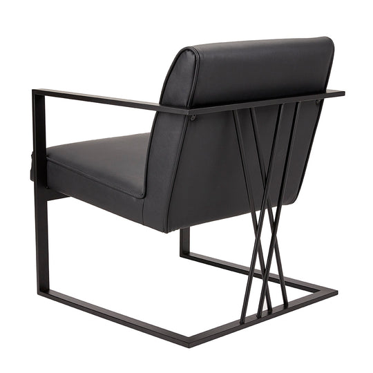 Fairmont Black Leatherette Chair - Black Frame - Furniture Depot