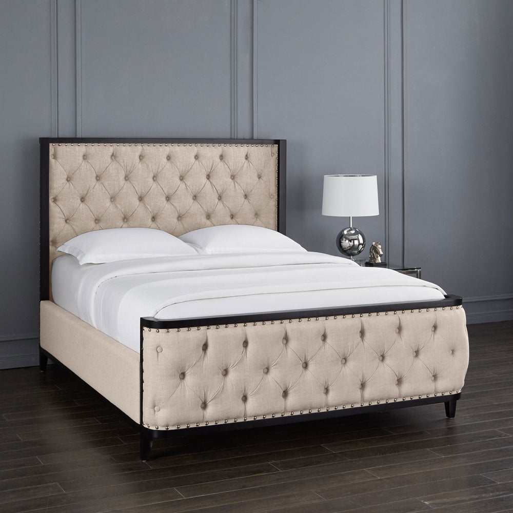 Swire Bed - Beige linen fabric (Queen size) - Furniture Depot