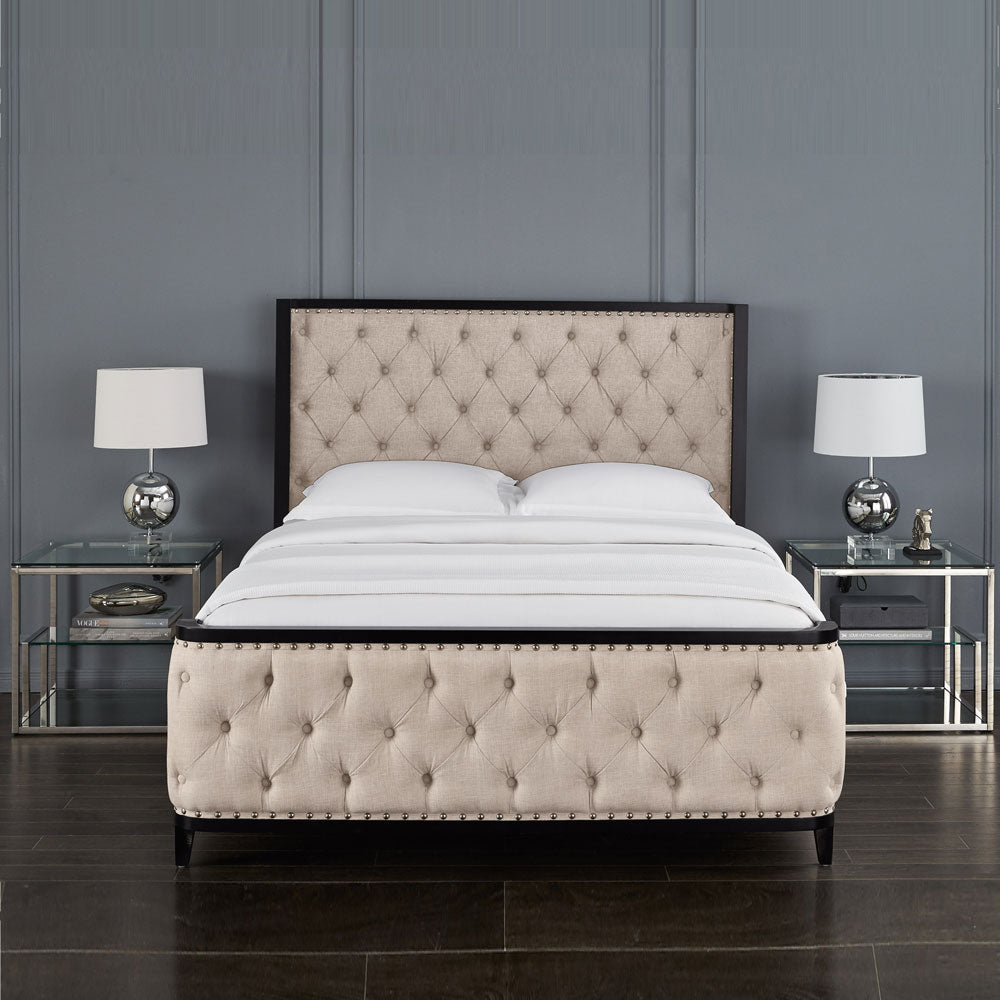 Swire Bed - Beige linen fabric (Queen size) - Furniture Depot