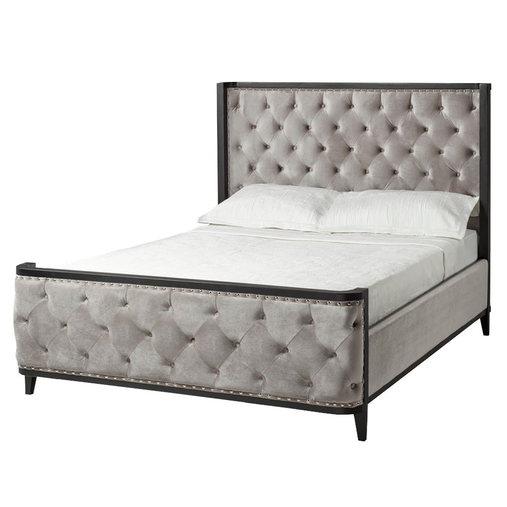 Swire Bed - Grey velvet (Queen size) - Furniture Depot