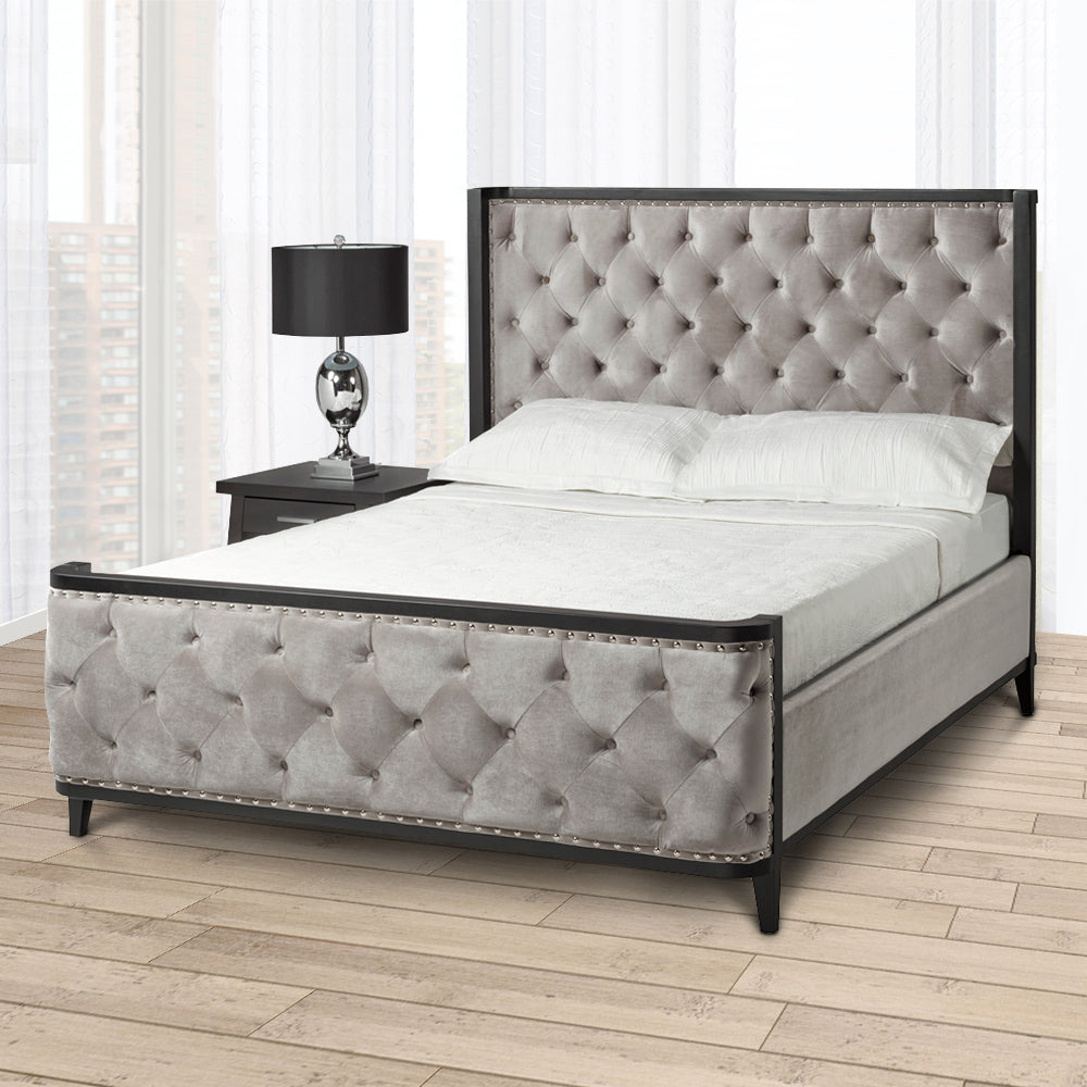 Swire Bed - Grey velvet (King size) - Furniture Depot