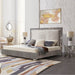 Wellington Grey Velvet Bed (Queen size) - Furniture Depot