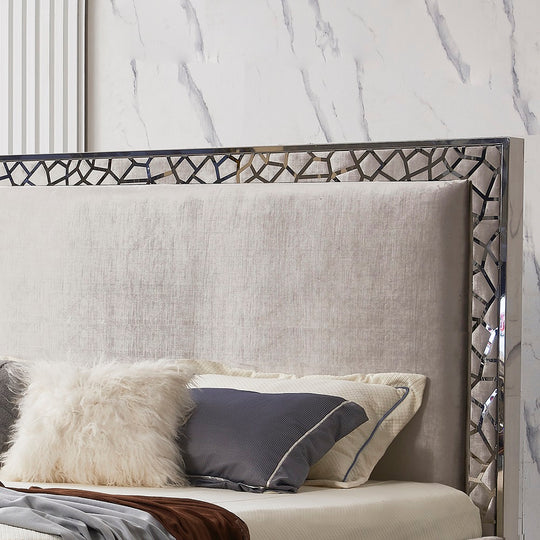 Wellington Grey Velvet Bed (Queen size) - Furniture Depot