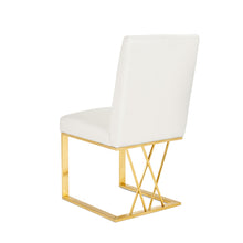 Load image into Gallery viewer, Martini Dining Chair (White Leatherette Brushed Gold Frame) - Furniture Depot