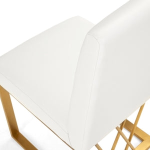 Martini Dining Chair (White Leatherette Brushed Gold Frame) - Furniture Depot