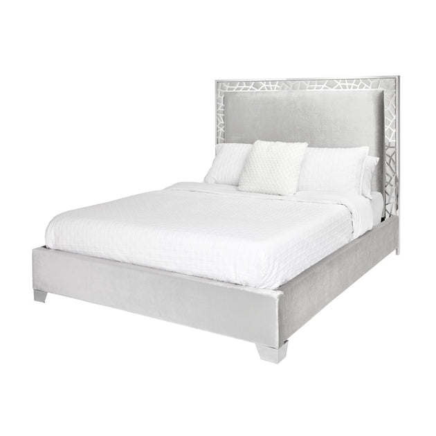 Wellington Grey Velvet Bed (King size) - Furniture Depot