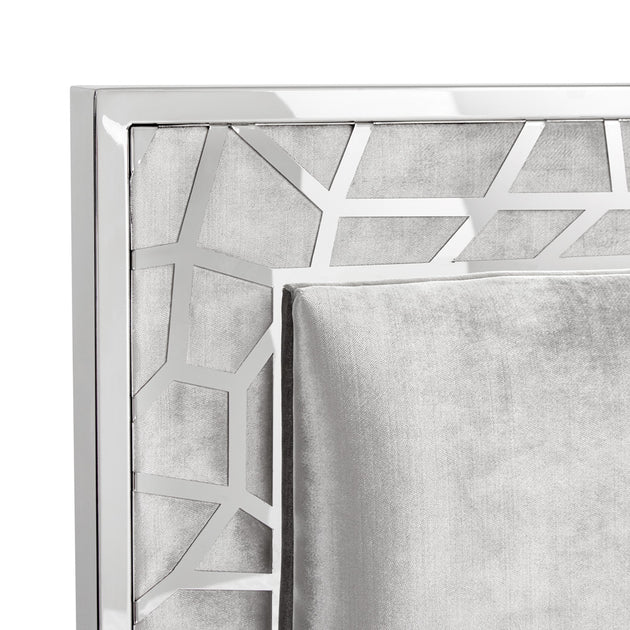 Wellington Grey Velvet Bed (King size) - Furniture Depot