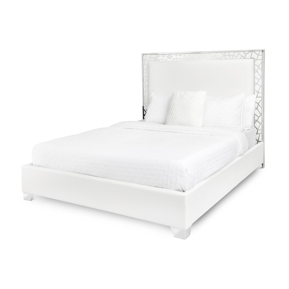 Wellington White Leatherette Bed (King size) - Furniture Depot