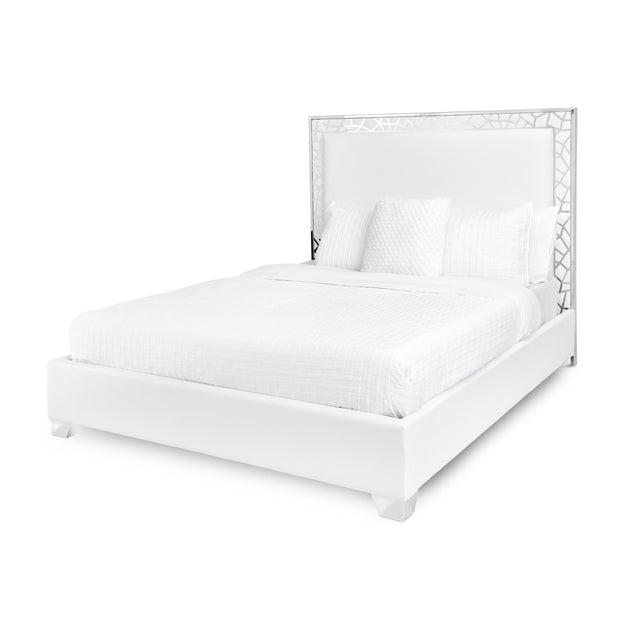 Wellington White Leatherette Bed (Queen size) - Furniture Depot