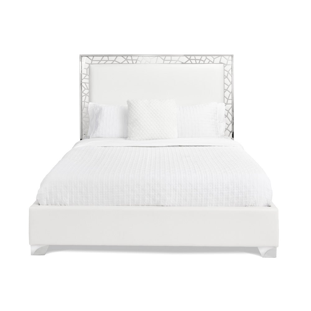 Wellington White Leatherette Bed (King size) - Furniture Depot