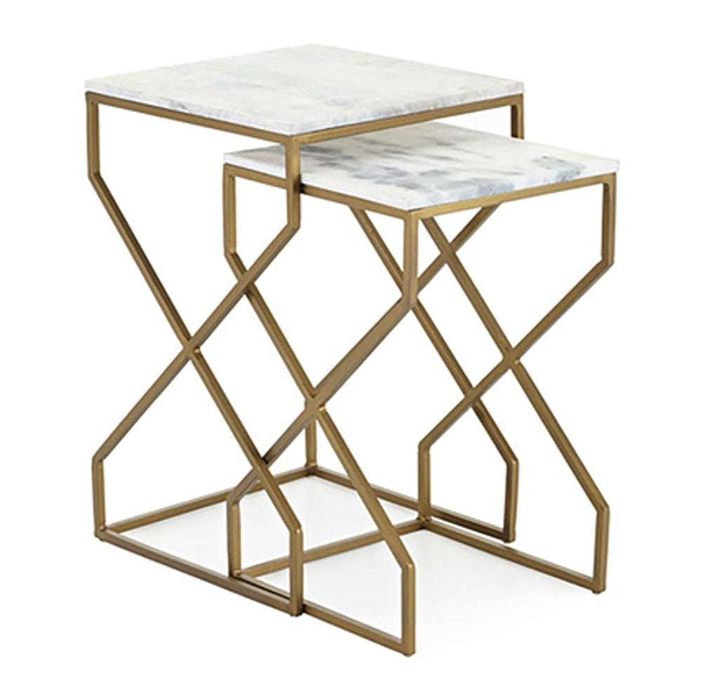 HERBERT Gold Nesting End Tables (Set of 2) - Furniture Depot