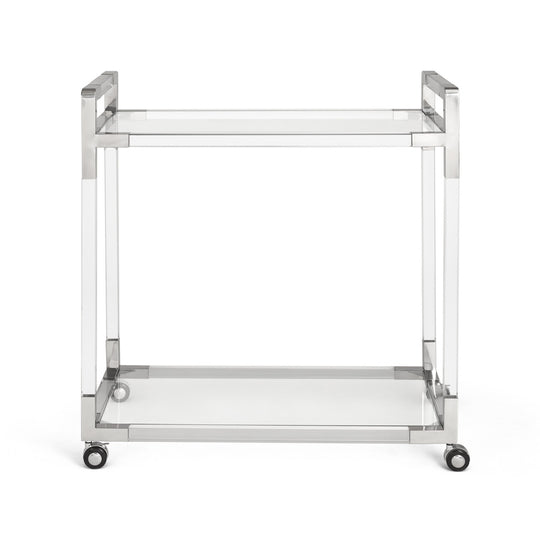 Esme Polished Steel Bar Cart - Furniture Depot