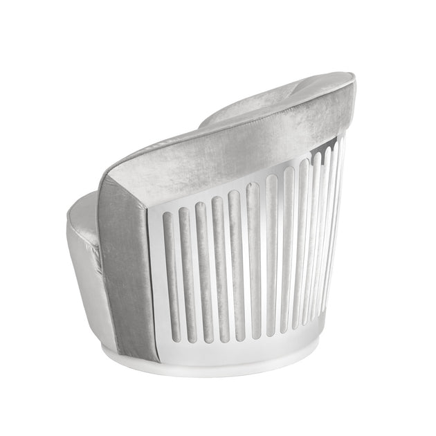 Lucien Accent Chair: Grey Velvet - Furniture Depot