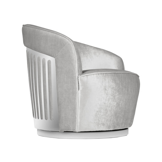 Lucien Accent Chair: Grey Velvet - Furniture Depot