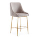 Victoria Counter Stool Taupe Color Velvet Fabric Gold Legs - Furniture Depot