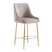 Victoria Counter Stool Taupe Color Velvet Fabric Gold Legs - Furniture Depot