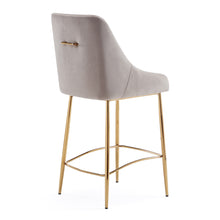 Load image into Gallery viewer, Victoria Counter Stool Taupe Color Velvet Fabric Gold Legs - Furniture Depot