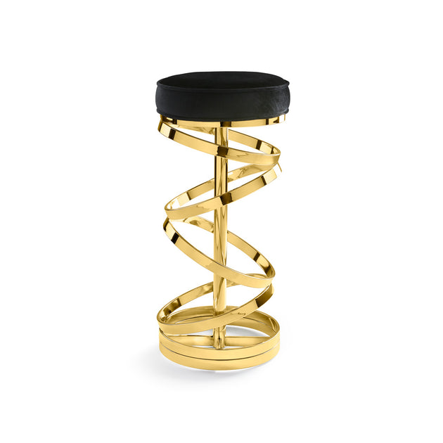 Glam bar stool (Black Velvet Polished gold frame) - Furniture Depot