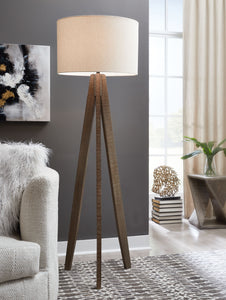 Dallson Wood Floor Lamp - Gray/Brown
