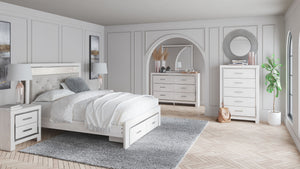Altyra White Queen Panel Bed With Footboard Storage