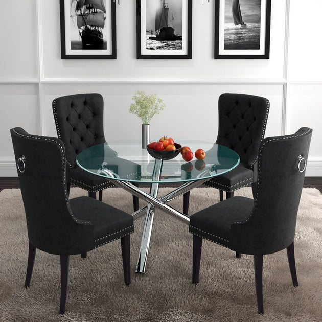 Solara II Round Dining Table in Chrome - Furniture Depot