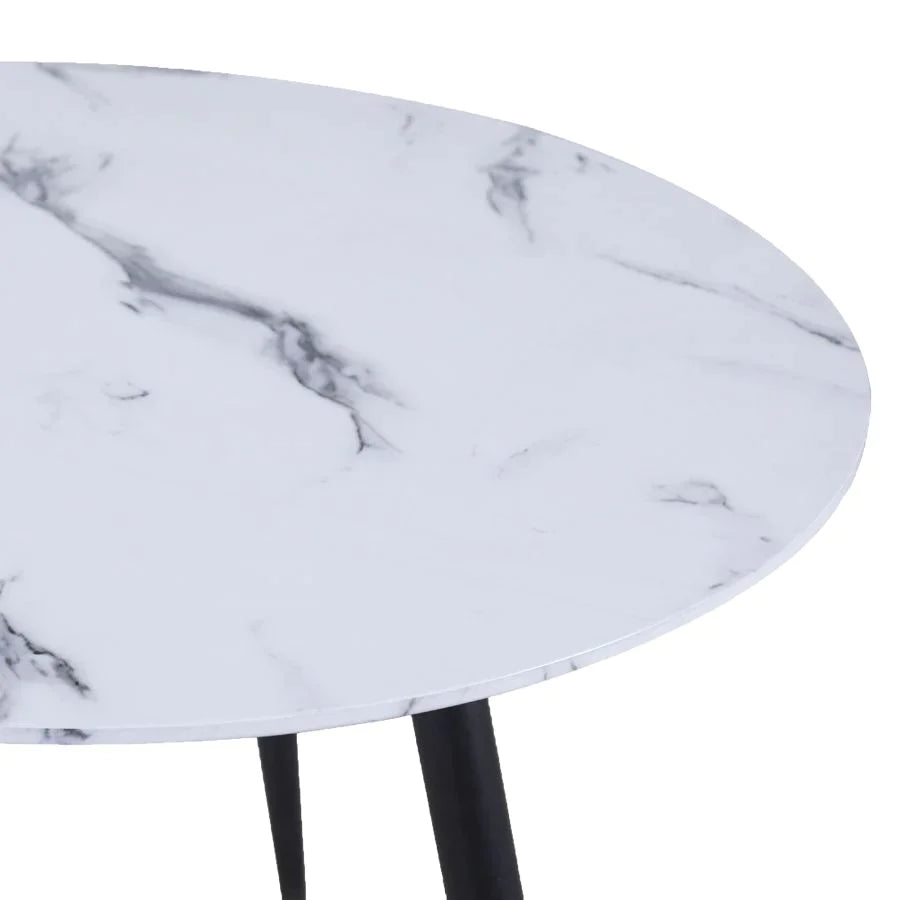 Emery Round Dining Table in White - Furniture Depot