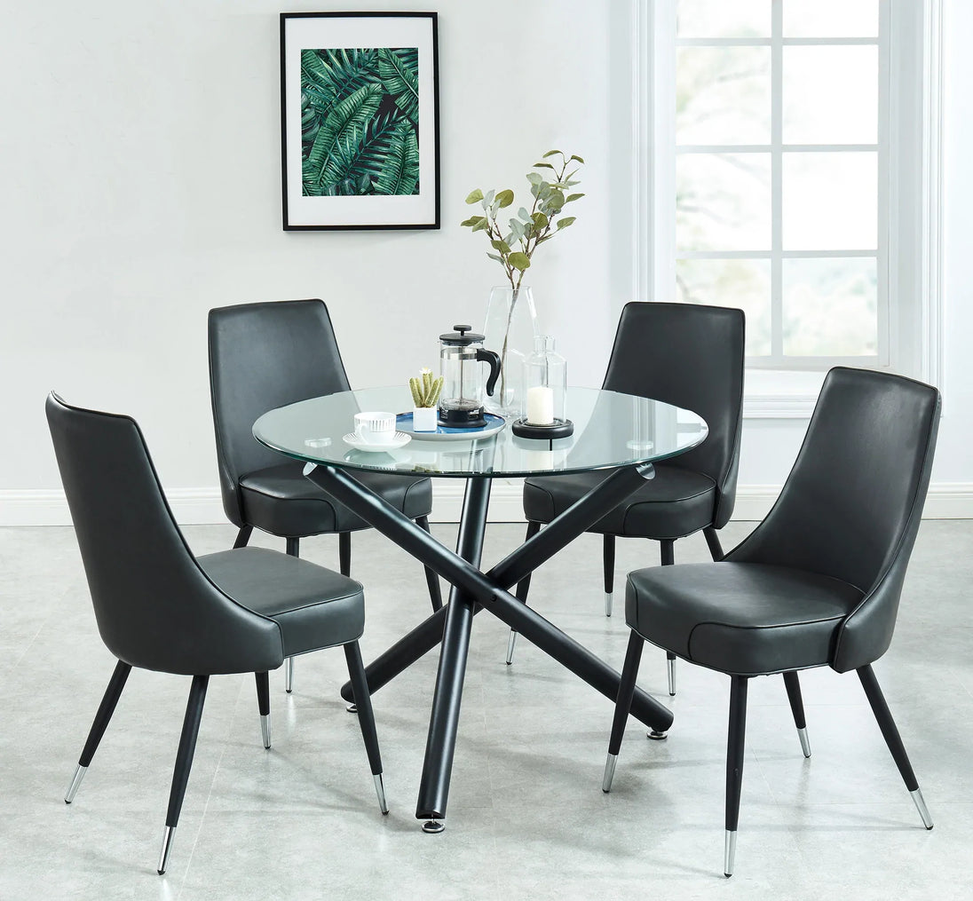 Suzette Round Dining Table in Black - Furniture Depot