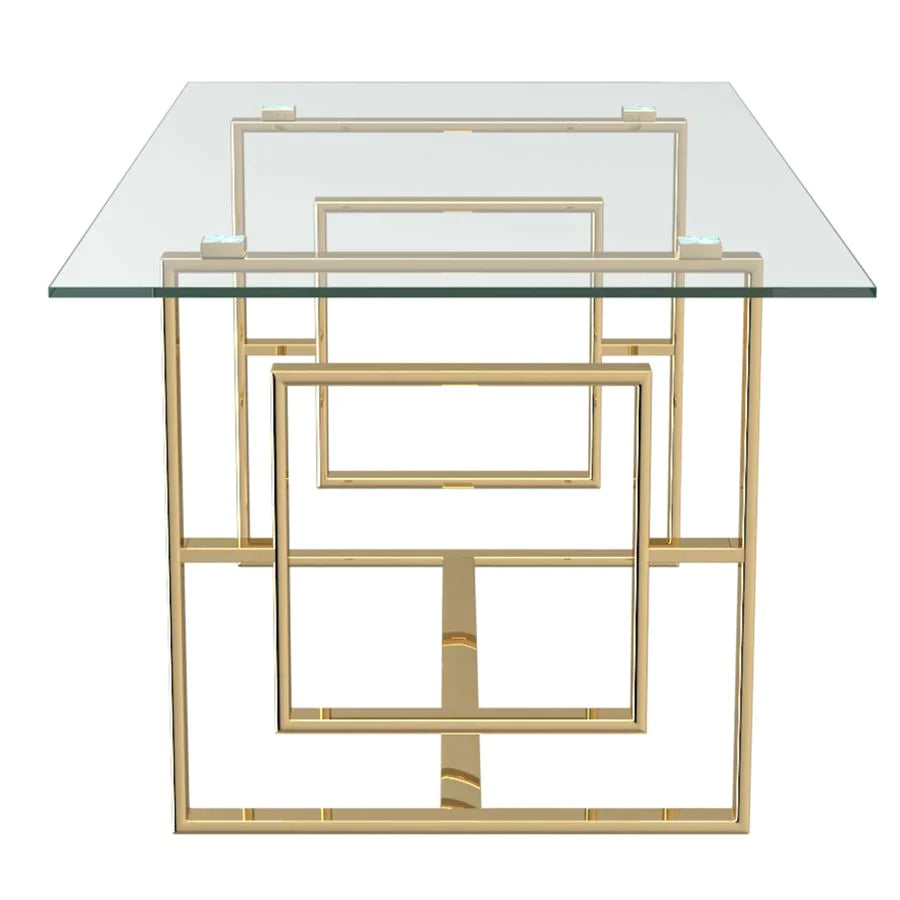 Eros Rectangular Dining Table in Gold - Furniture Depot