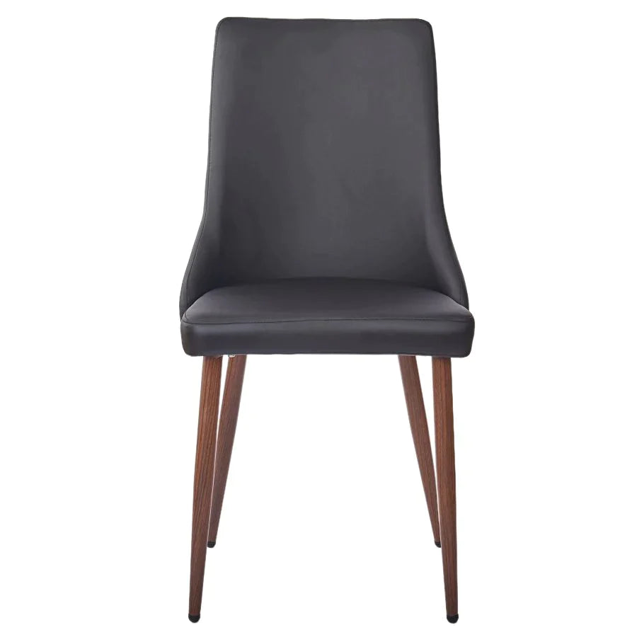 Cora Side Chair, set of 2 in Black Faux Leather - Furniture Depot
