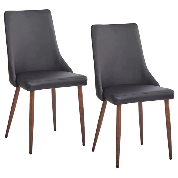 Cora Side Chair, set of 2 in Black Faux Leather - Furniture Depot