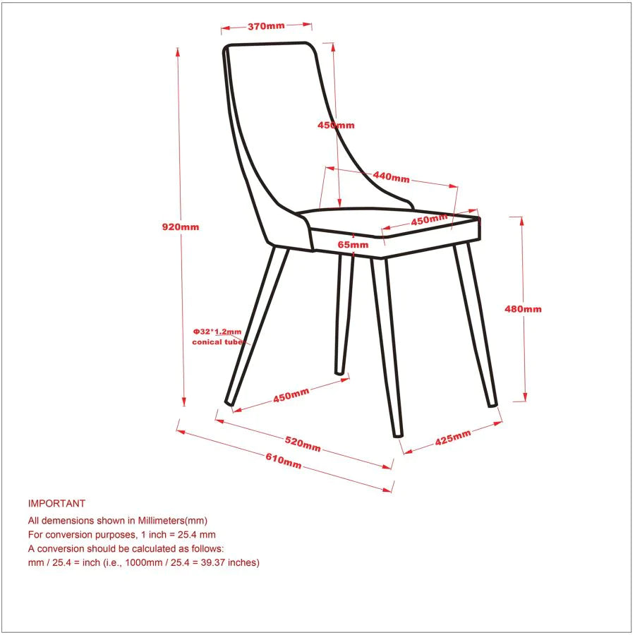 Cora Side Chair, set of 2 in Light Grey Faux Leather - Furniture Depot