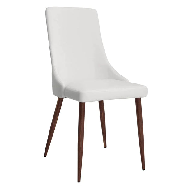 Cora Side Chair, set of 2 in White Faux Leather - Furniture Depot