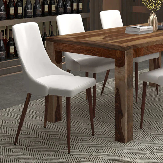 Cora Side Chair, set of 2 in White Faux Leather - Furniture Depot