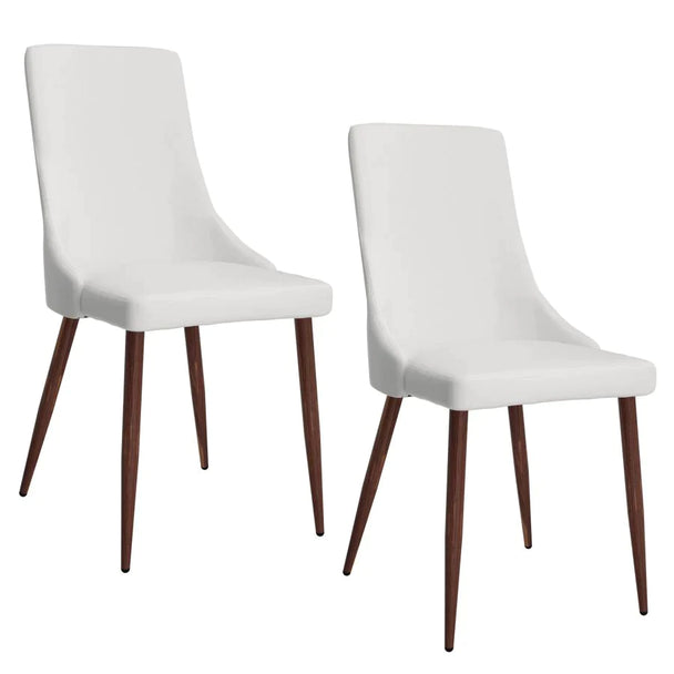 Cora Side Chair, set of 2 in White Faux Leather - Furniture Depot