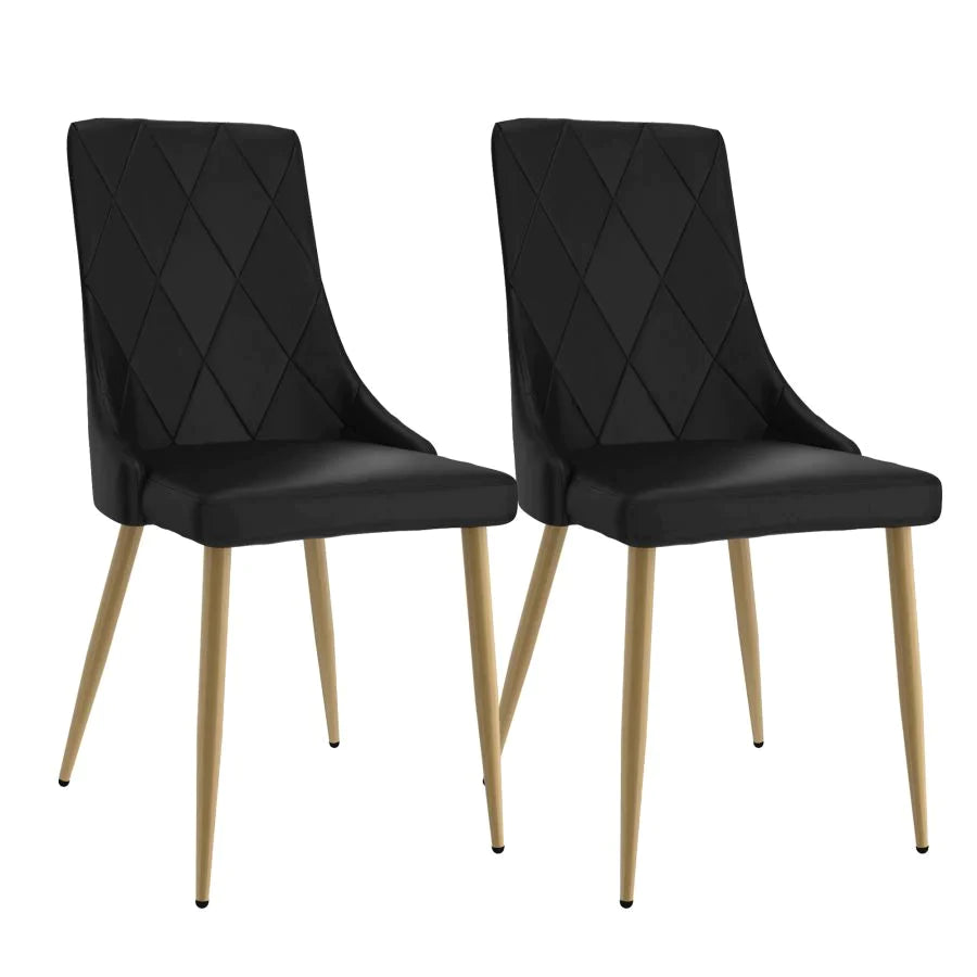 Antoine Side Chair, Set of 2, in Black with Aged Aged Gold Legs - Furniture Depot