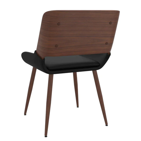 Hudson Side Chair in Black Faux Leather - Furniture Depot