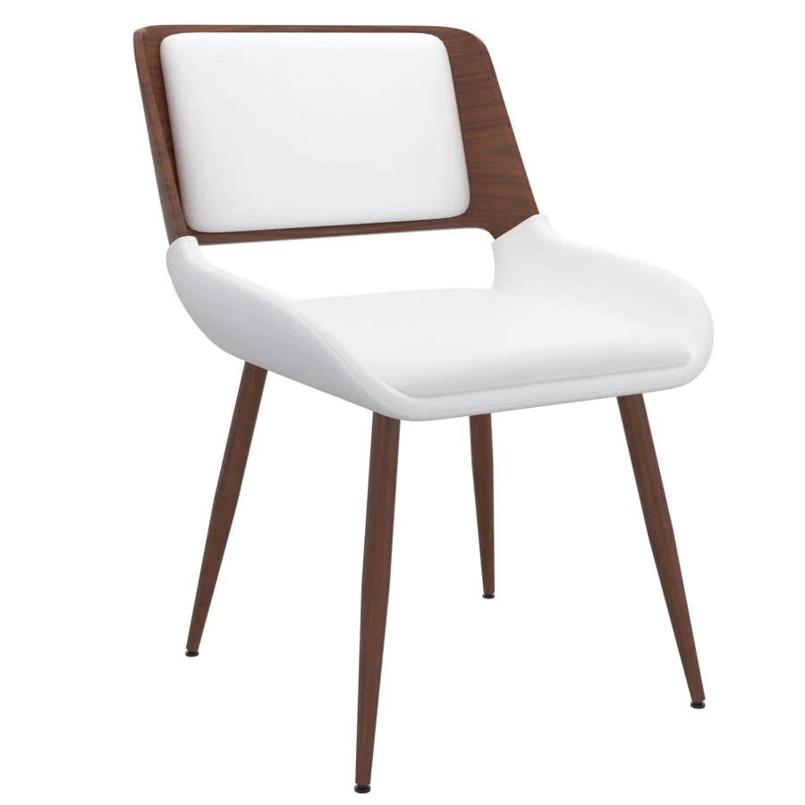 Hudson Side Chair in White Faux Leather - Furniture Depot