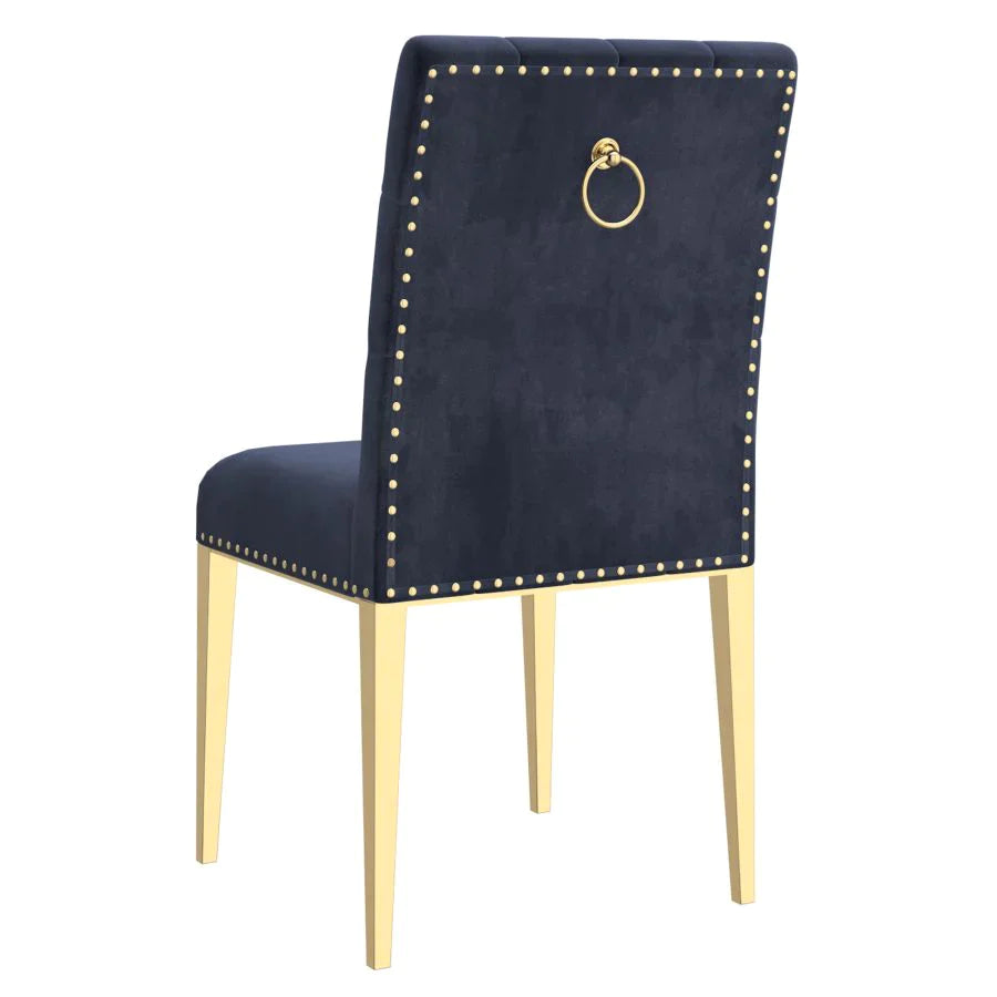 Azul Side Chair, set of 2, in Black with Gold Legs - Furniture Depot