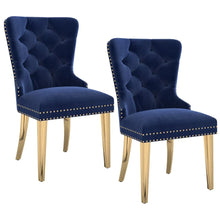 Load image into Gallery viewer, Mizal Side Chair, set of 2, in Navy with Gold - Furniture Depot