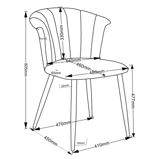 Orchid Side Chair, set of 2, in Grey with Chrome - Furniture Depot