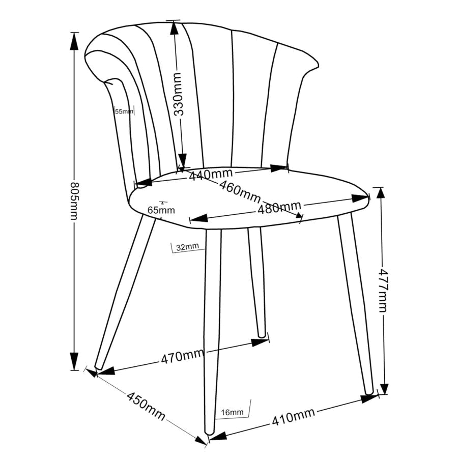 Orchid Side Chair, set of 2, in Grey with Chrome - Furniture Depot