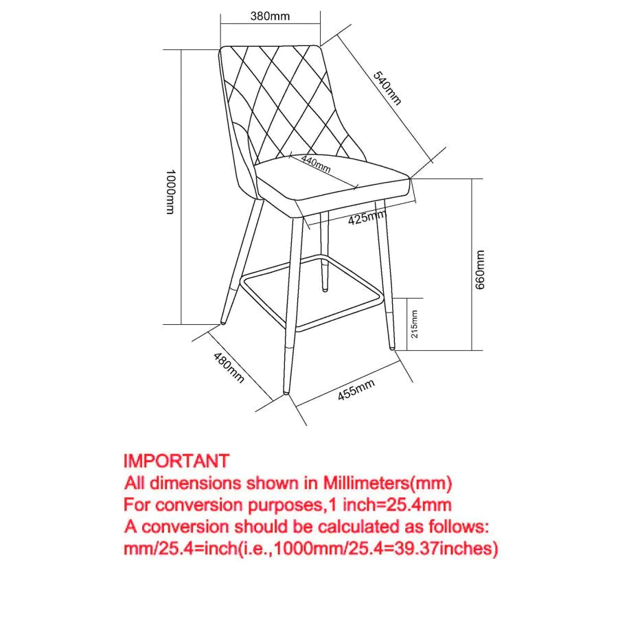 Devo 26" Counter Stool, Set of 2, in Black - Furniture Depot